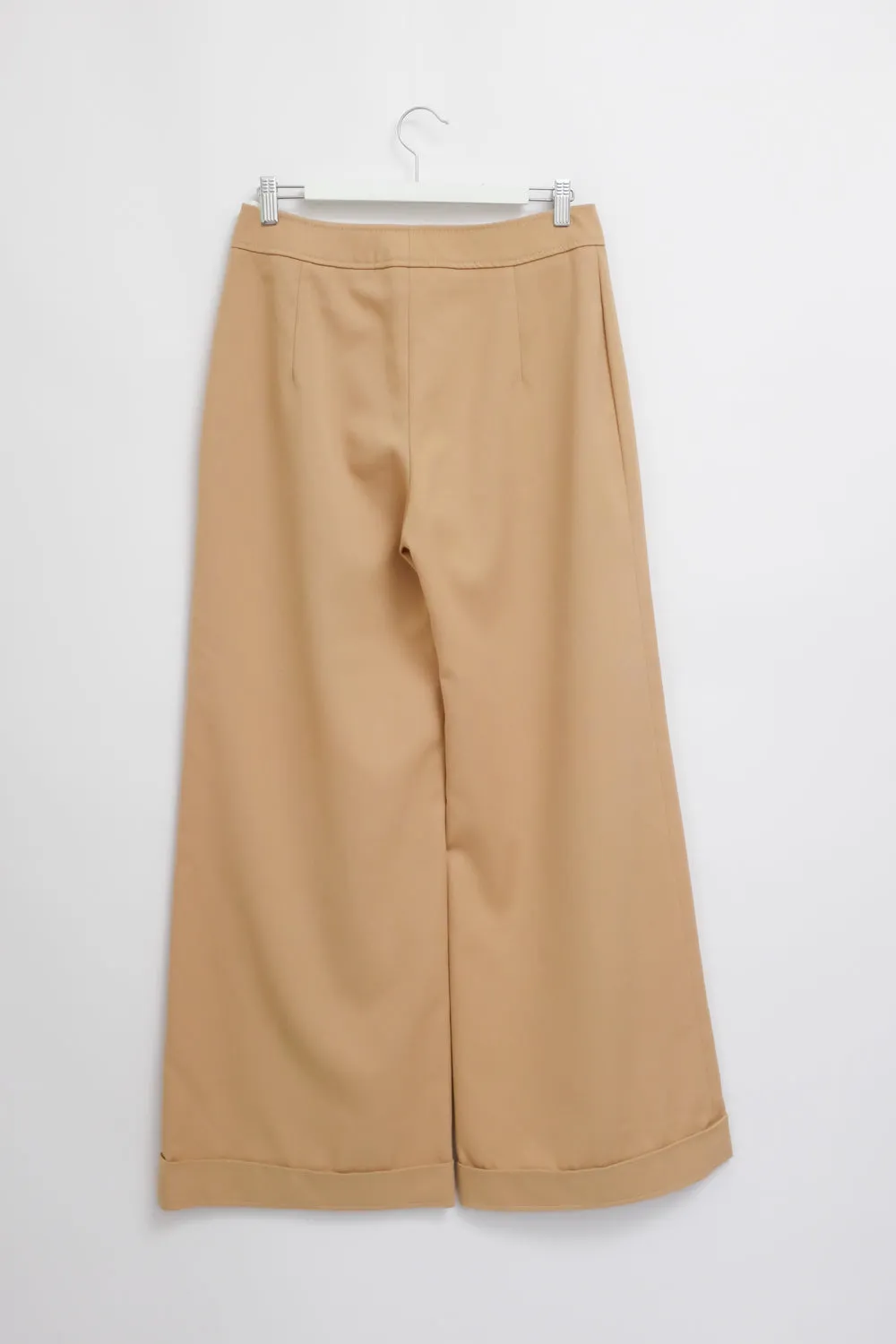 0086_VINTAGE 1960 WOOL BEIGE WIDE LEG PANTS