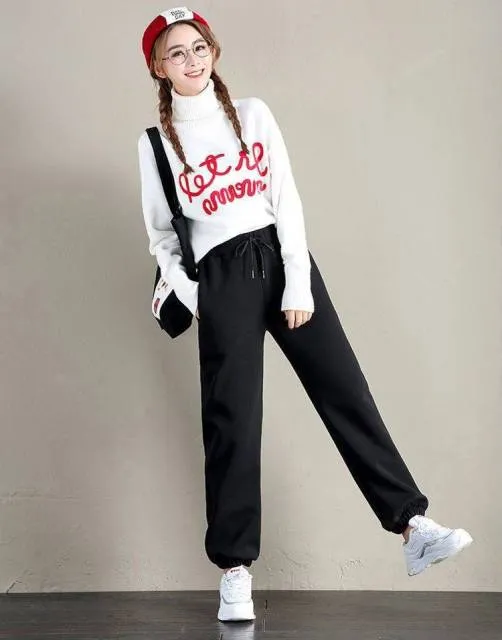 2021 Winter Women's Fleece Trousers Plus Velvet Thick Streetwear Women Warm Thick Warm pants Women's Plus Size 3XL Casual Pants