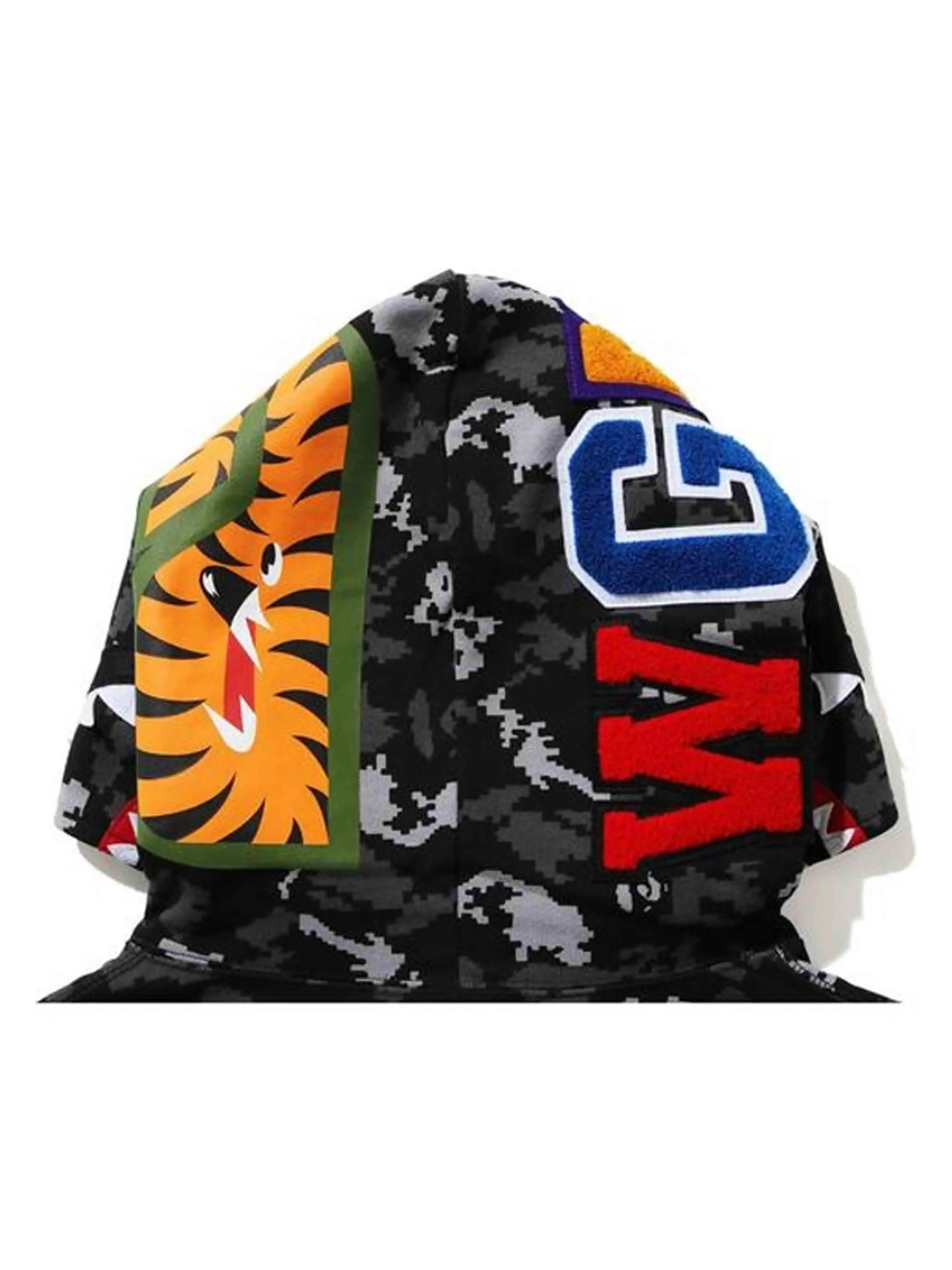 A Bathing Ape Digital Camo Shark Wide Hoodie Black [FW20]