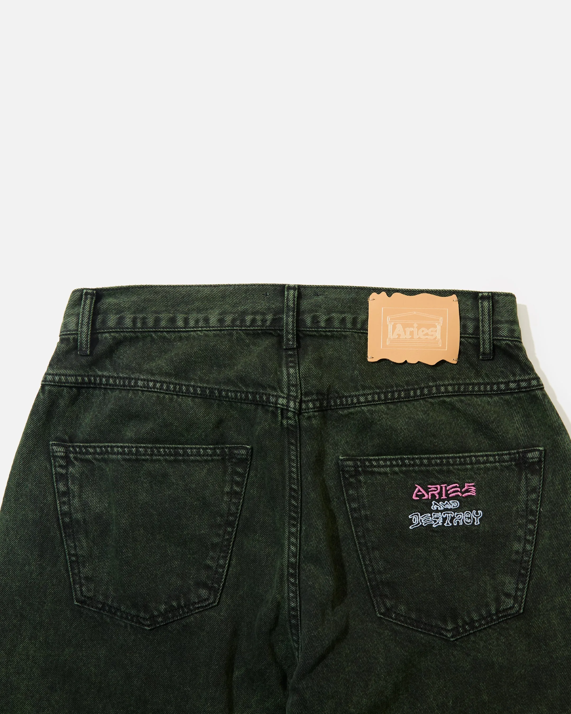 Acid Wash Batten Jean - Forest Green