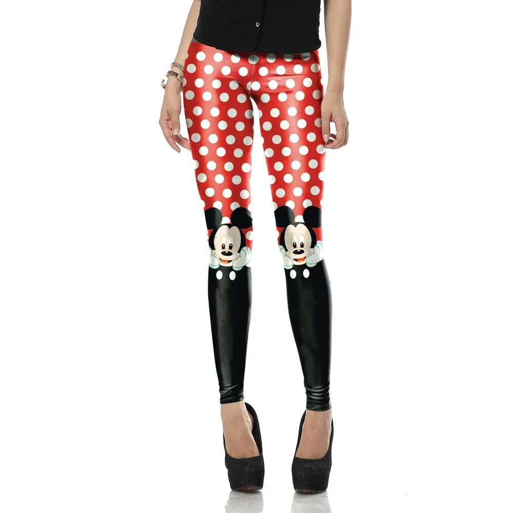 Active Women Minnie Mickey Yoga Gym Leggings Athletic Women Sport Clothing