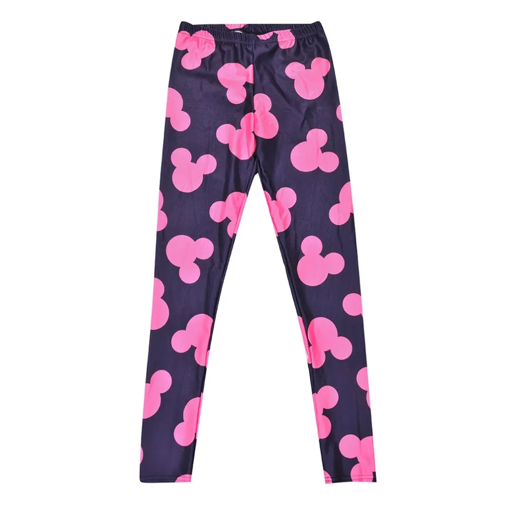 Active Women Minnie Mickey Yoga Gym Leggings Athletic Women Sport Clothing