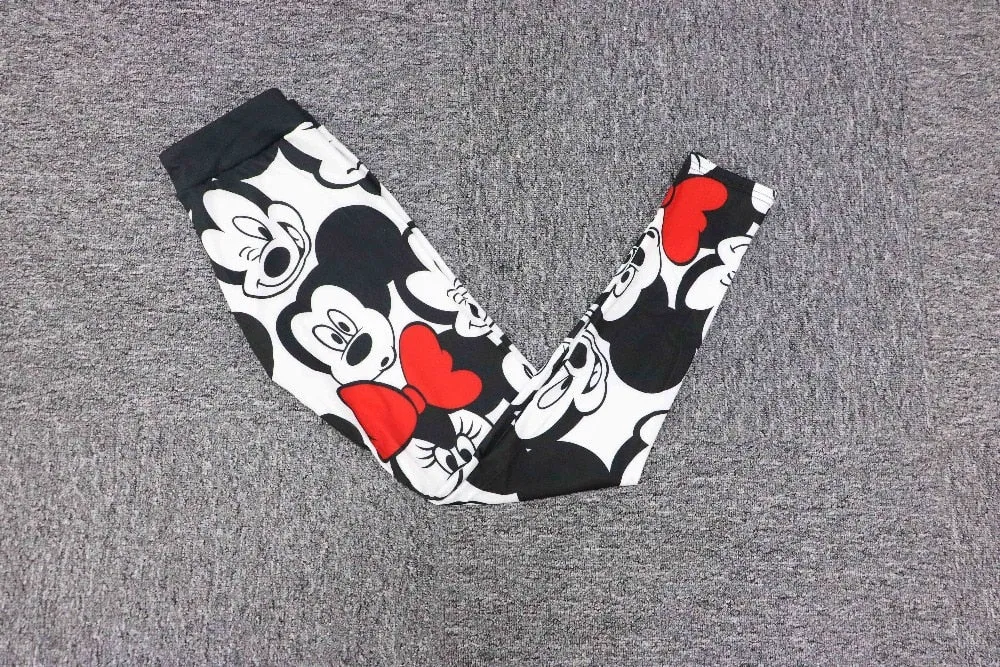 Active Women Minnie Mickey Yoga Gym Leggings Athletic Women Sport Clothing