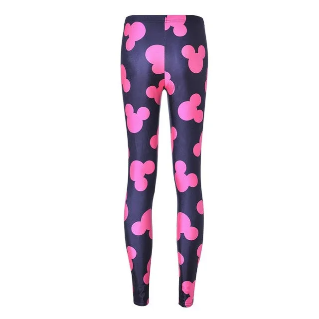 Active Women Minnie Mickey Yoga Gym Leggings Athletic Women Sport Clothing