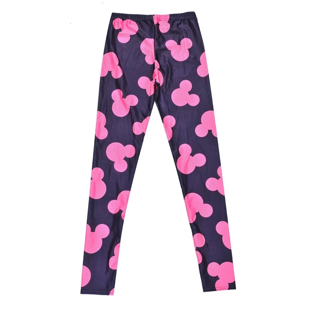 Active Women Minnie Mickey Yoga Gym Leggings Athletic Women Sport Clothing