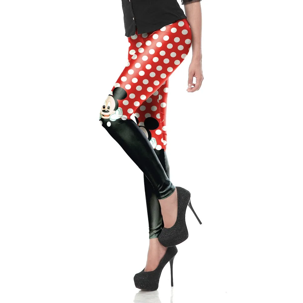 Active Women Minnie Mickey Yoga Gym Leggings Athletic Women Sport Clothing