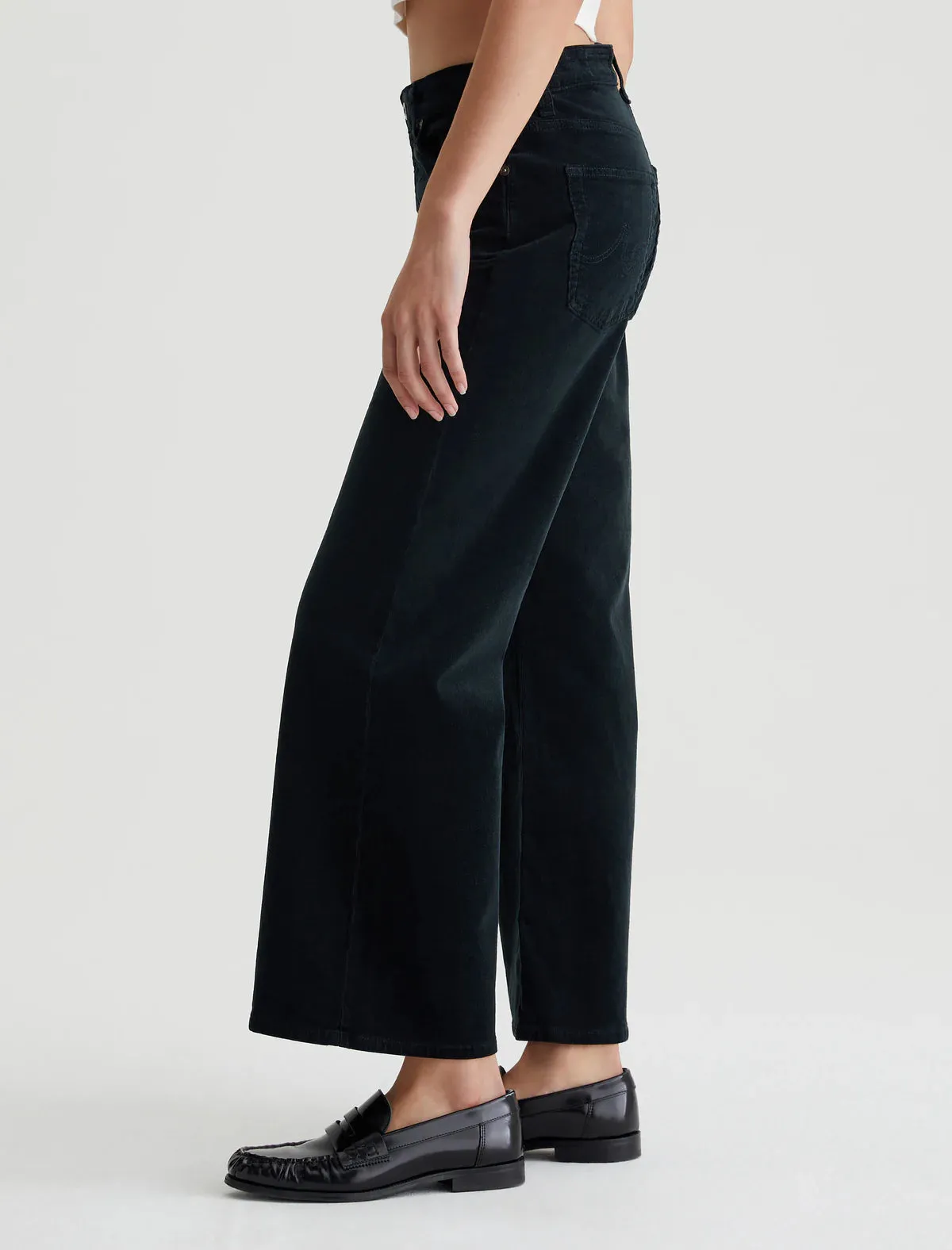 AG Denim Saige Wide Leg crop Black Corduroy