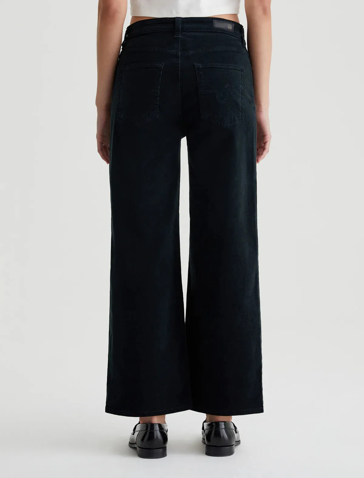 AG Denim Saige Wide Leg crop Black Corduroy