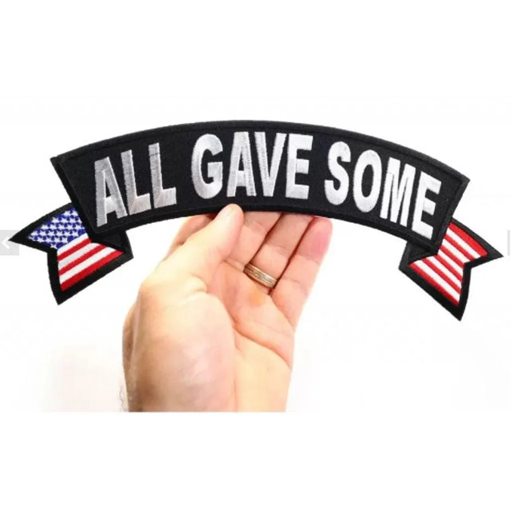 All Gave Some Top Rocker Veteran Patch With US Flags - 11x4 inch