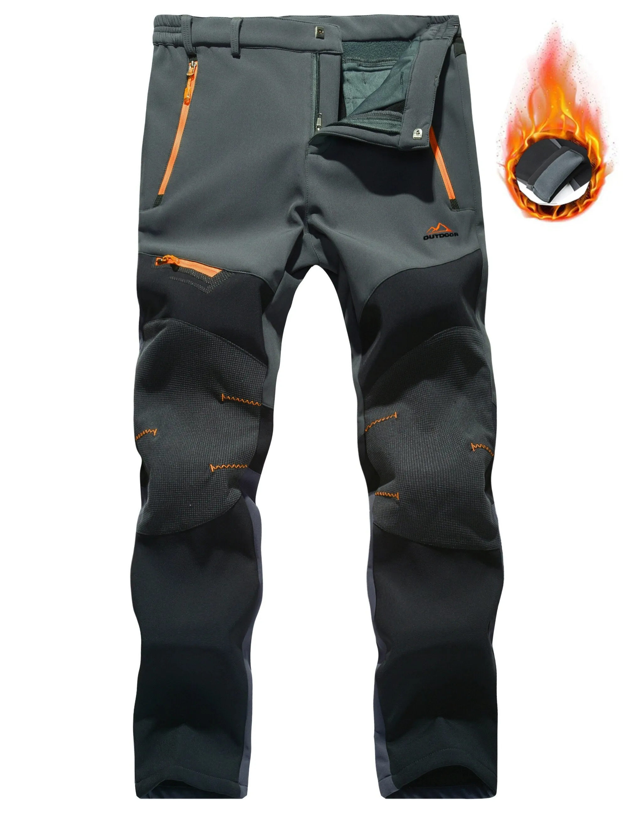 All Season Breathable Mens Tactical Pants Fishing Hiking Camping Waterproof No Fleece Pants Zipper Pocket Casual Trousers