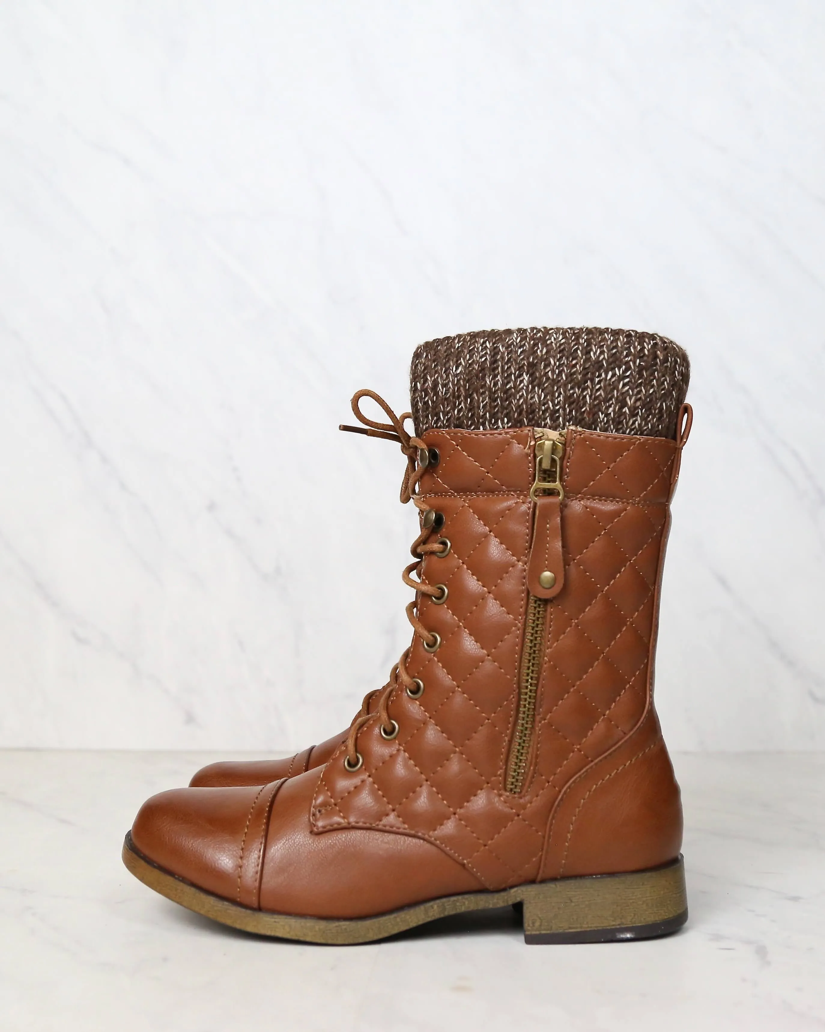 Alpine Quilted Combat Sweater Boots