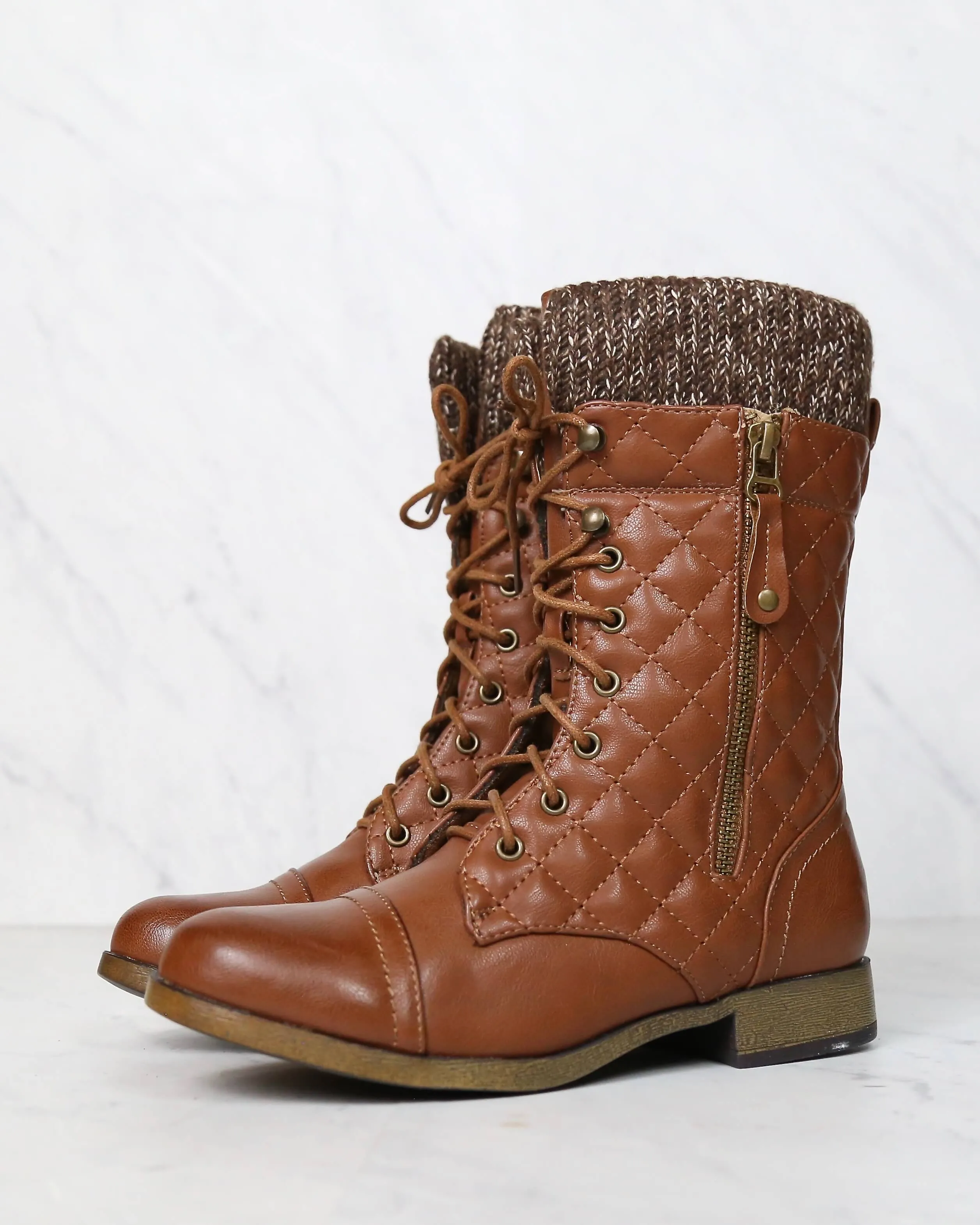 Alpine Quilted Combat Sweater Boots