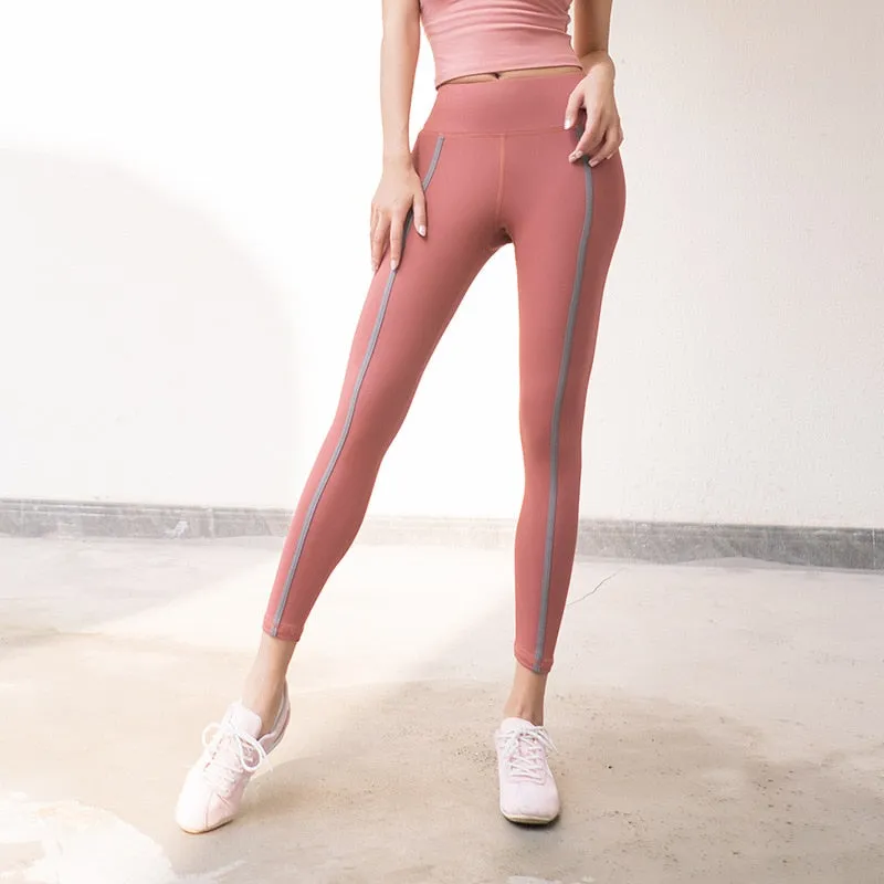 Autumn Striped Yoga Leggings For Women Hip Lifting Slim Shaping Sports Pants Casual Gym Fitness Workout Running Training Trouser