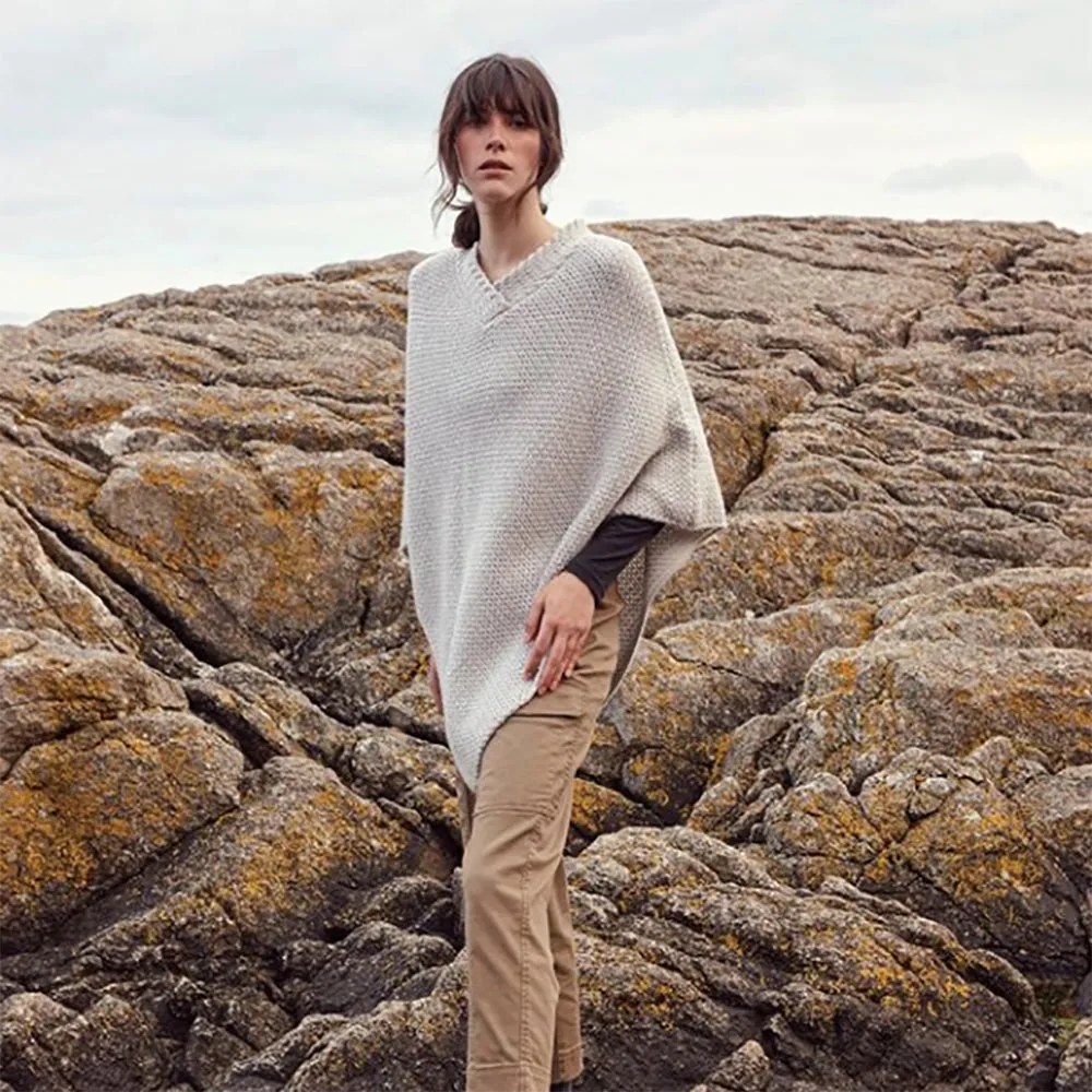 Avonbeg - Cable Neck Textured Irish Wool Poncho