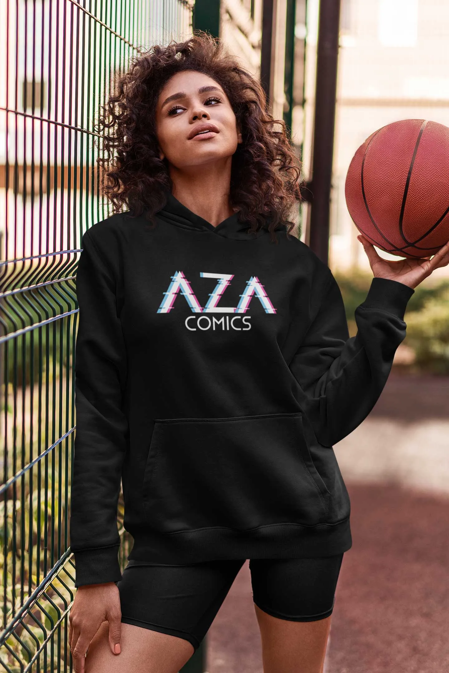 Aza Comics Cyberpunk Glitch Logo Women's Hoodie