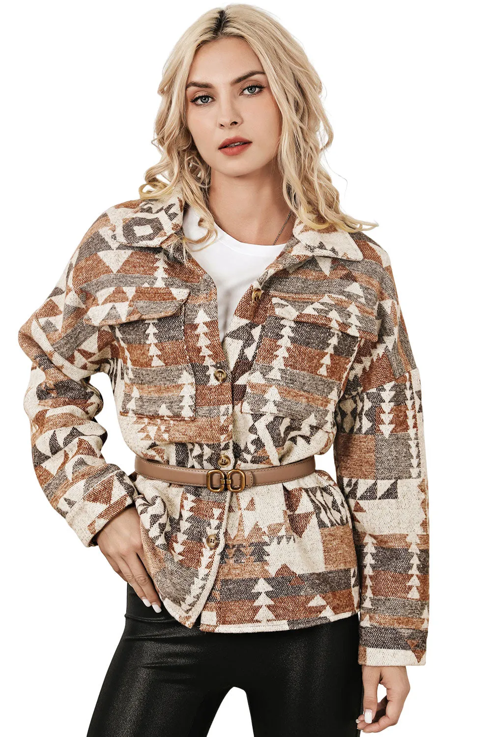 Aztec Flap Pocket Button-up Jacket