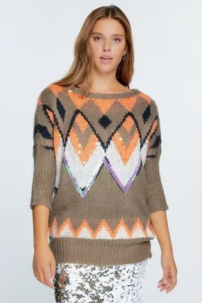 Aztec Pattern With Glitter Accent Sweater