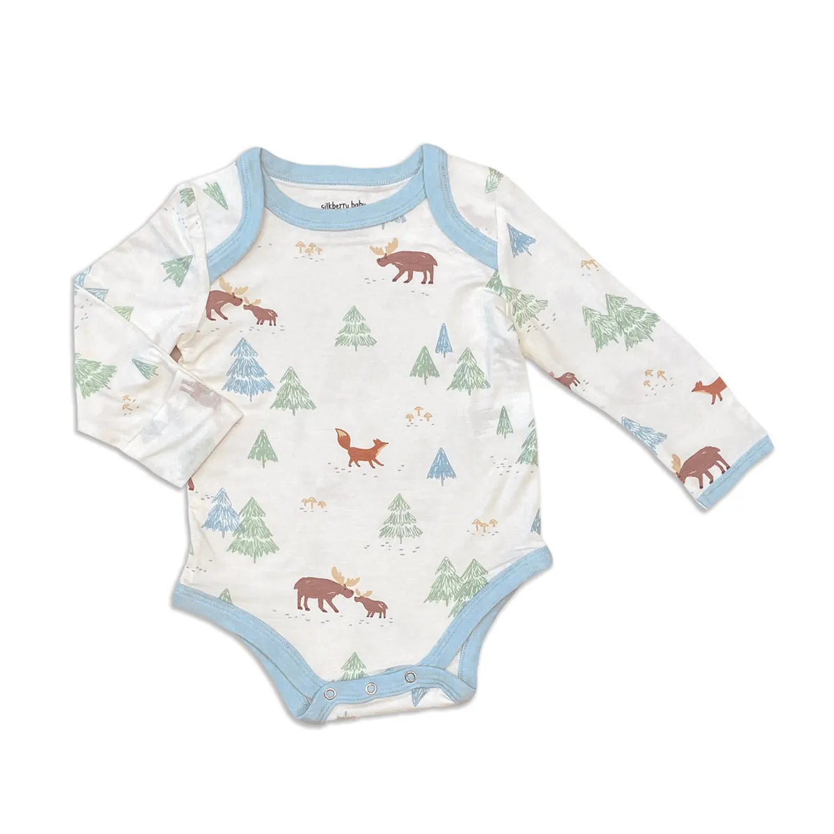 Bamboo Long Sleeve Onesie (Moose Woods Print)