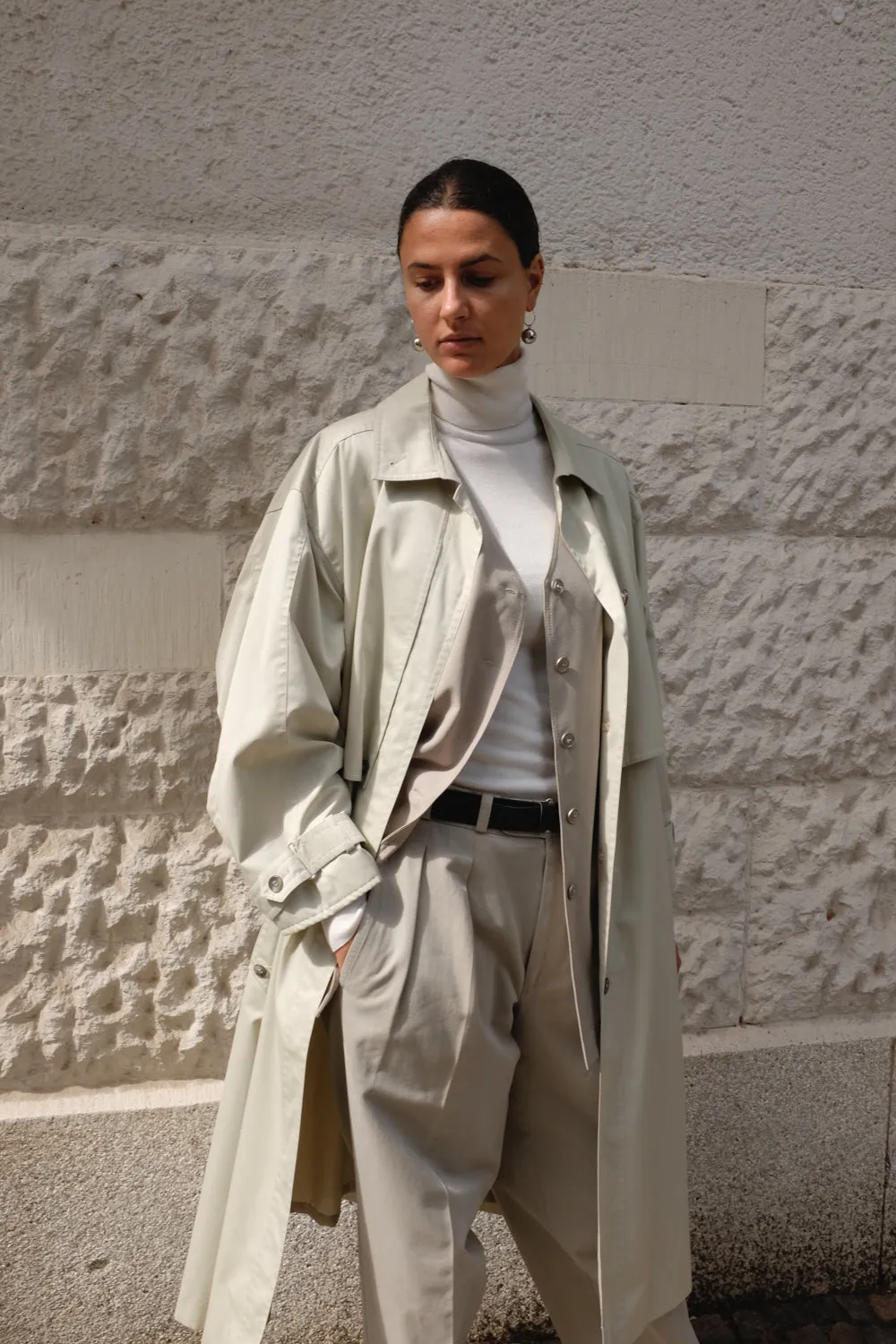 BEIGE VINTAGE SUMMER TRENCH COAT