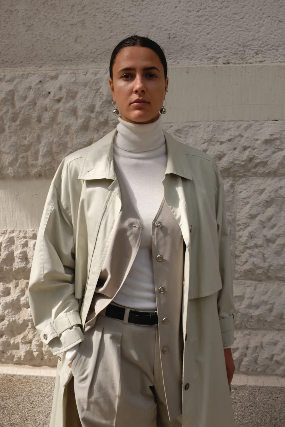 BEIGE VINTAGE SUMMER TRENCH COAT