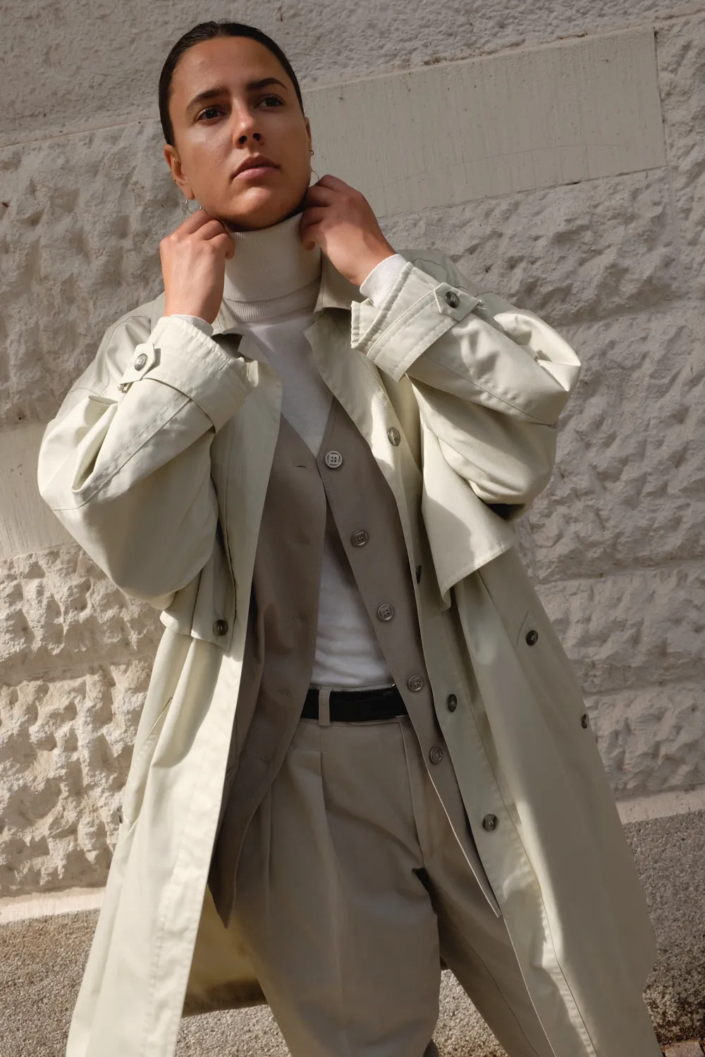 BEIGE VINTAGE SUMMER TRENCH COAT