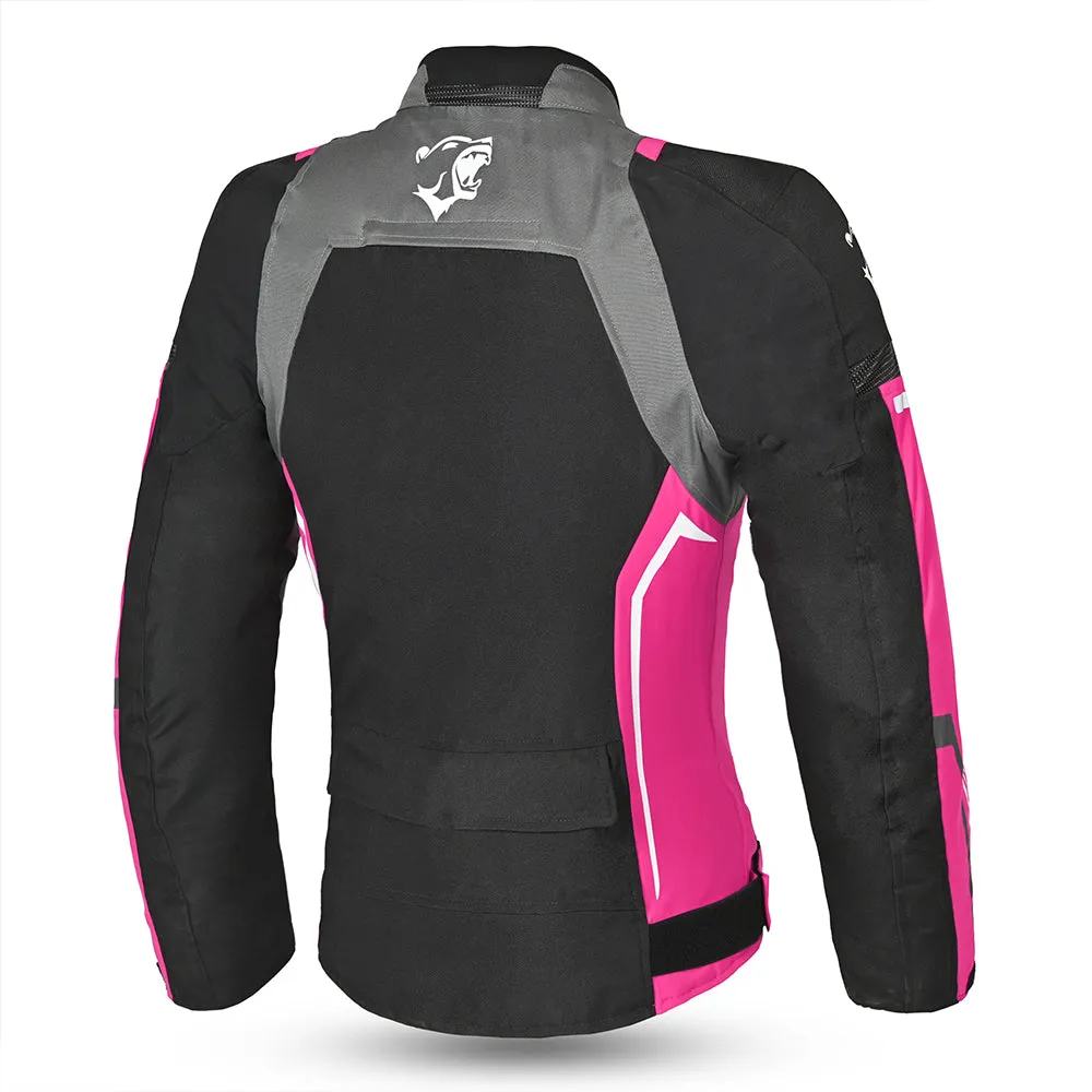 BELA Elanur Lady Motorcycle Touring Jacket Black Grey Pink