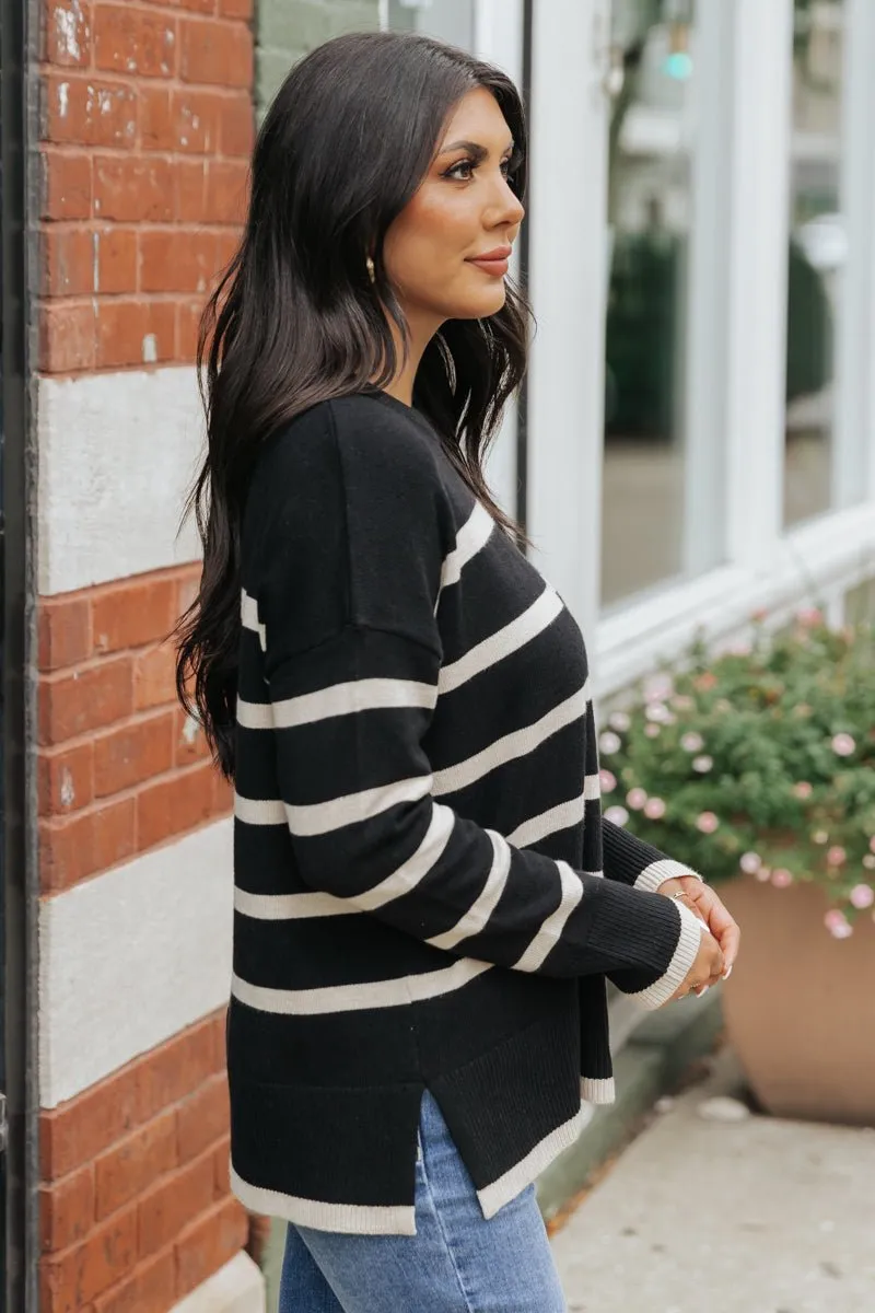 Black and Tan Striped Sweater