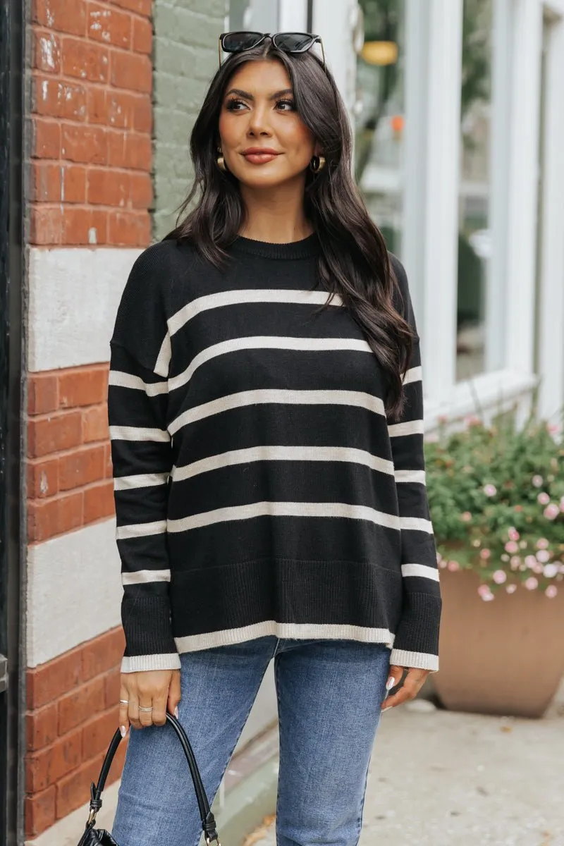 Black and Tan Striped Sweater