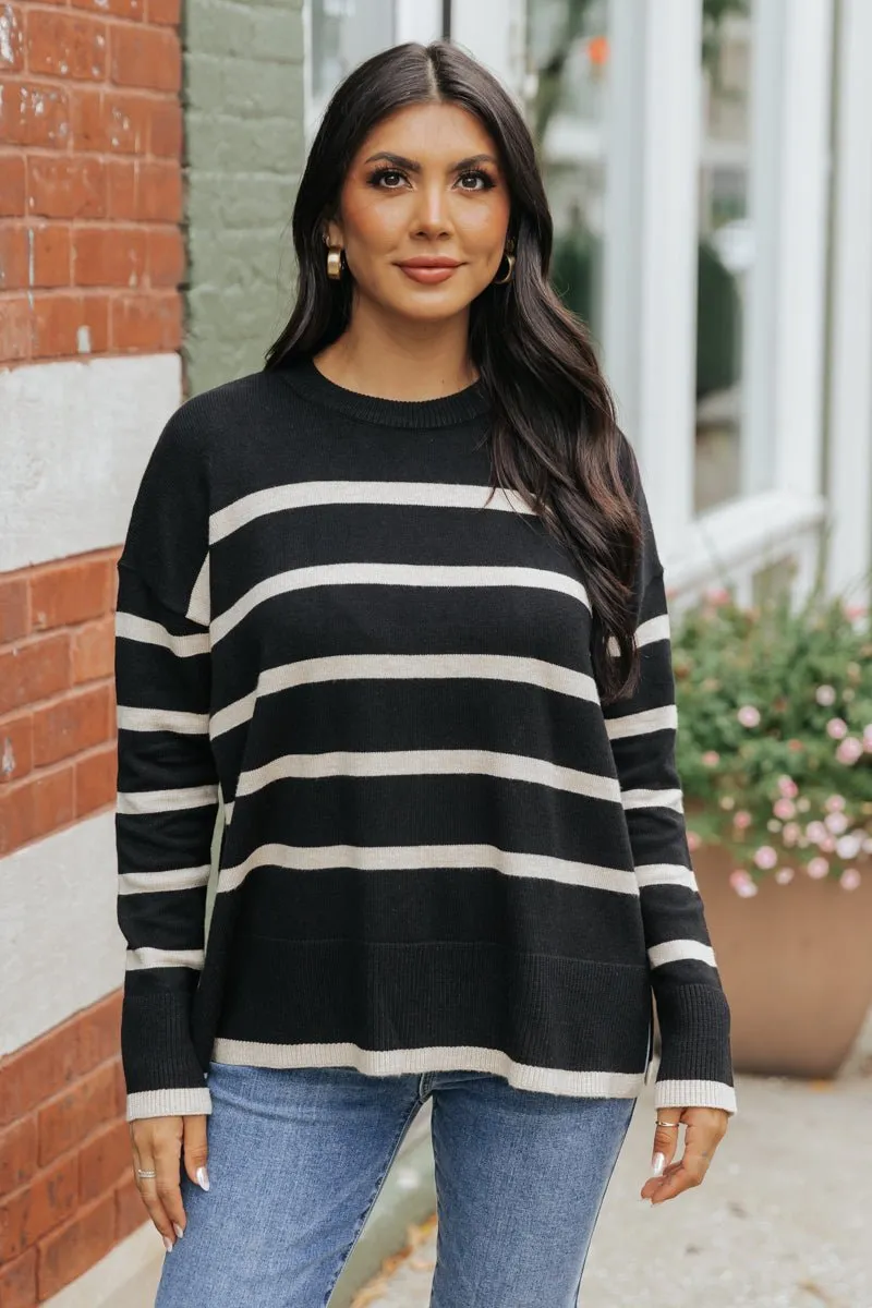 Black and Tan Striped Sweater