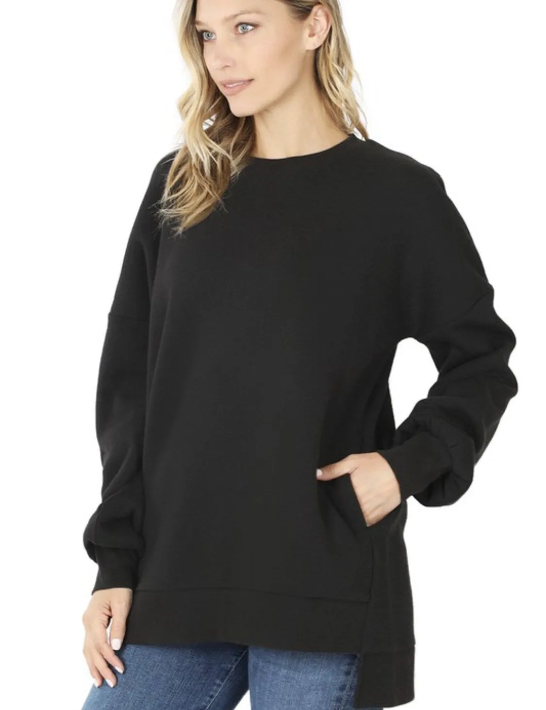 Black Crew Neck Cozy Sweatshirt