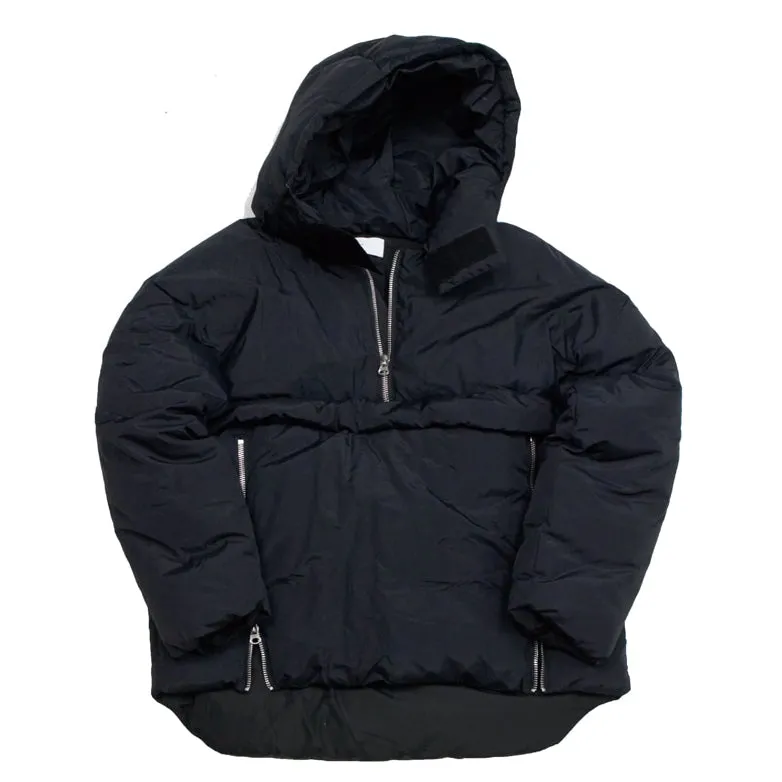 Black Hooded Puffers Winter Jackets Mens Coats Wellon Loose Fit Outer