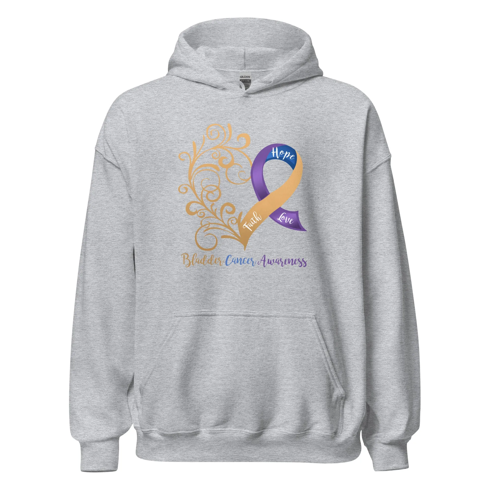 Bladder Cancer Awareness Heart Hoodie - Several Colors Available