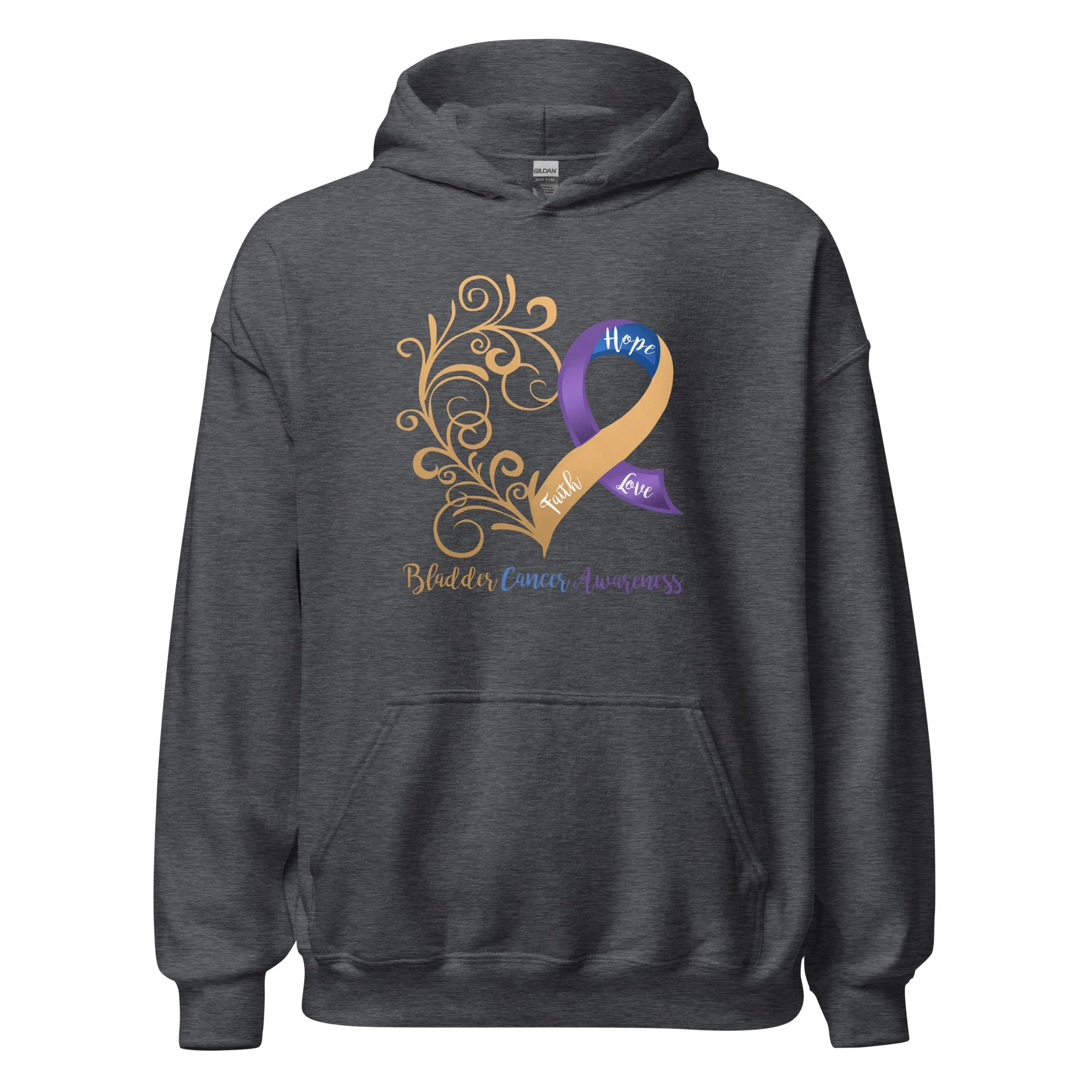 Bladder Cancer Awareness Heart Hoodie - Several Colors Available