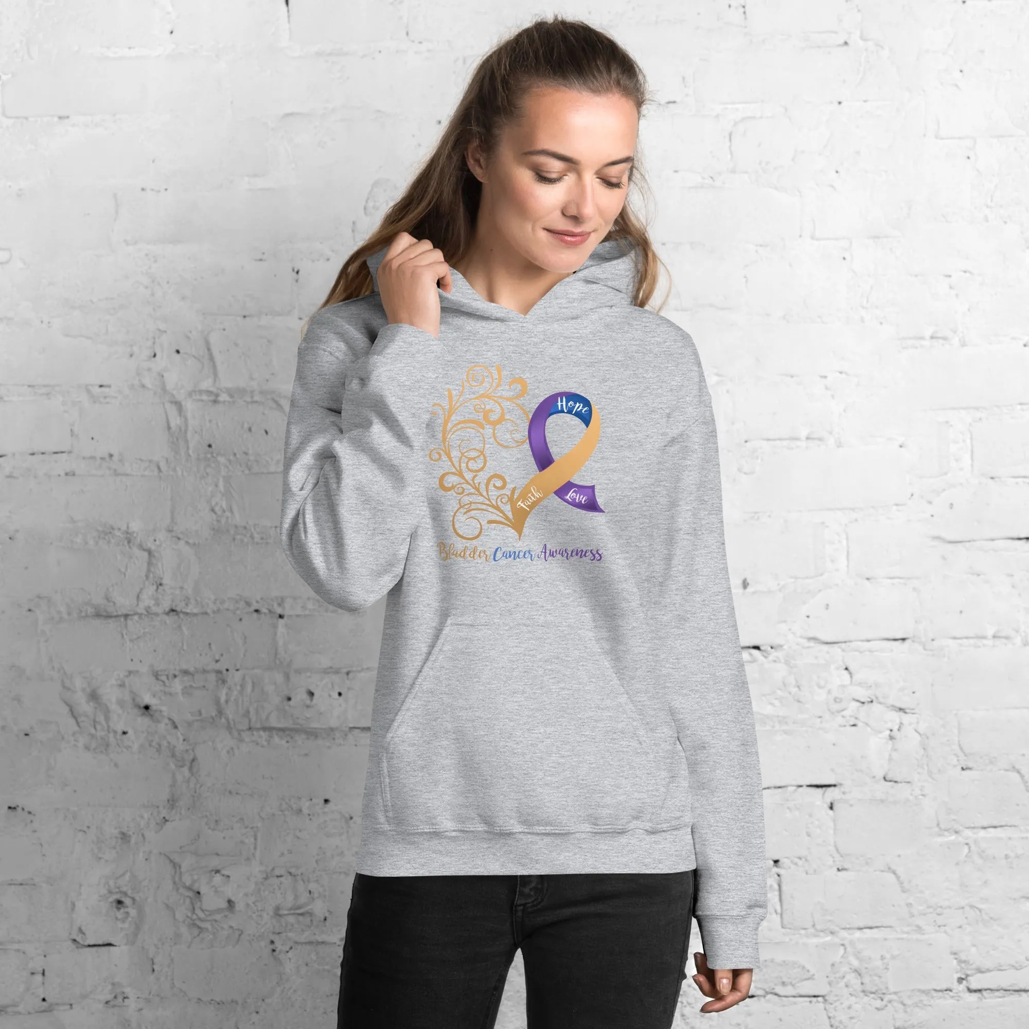 Bladder Cancer Awareness Heart Hoodie - Several Colors Available