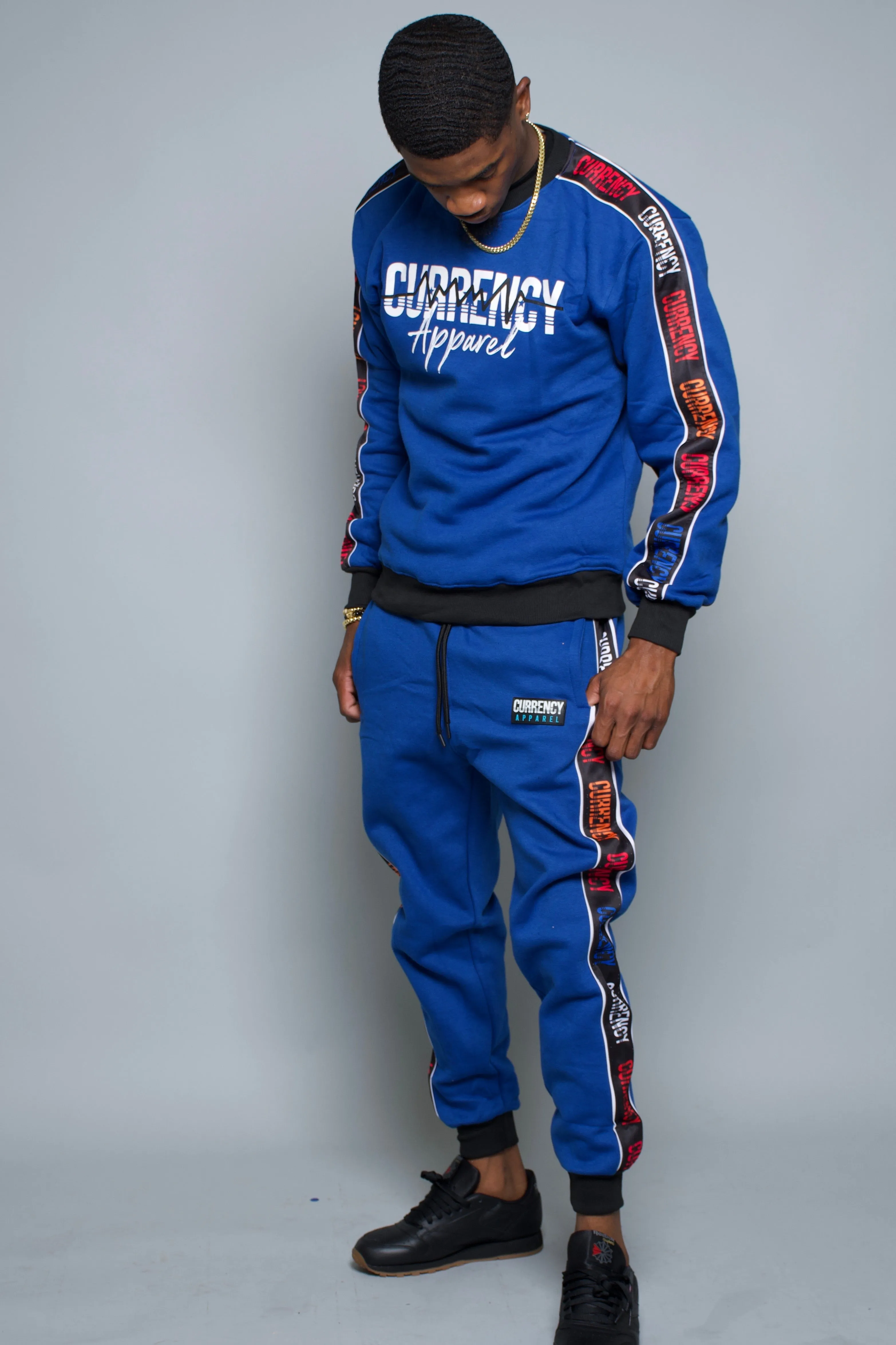 Blue Currency Sweat Suit