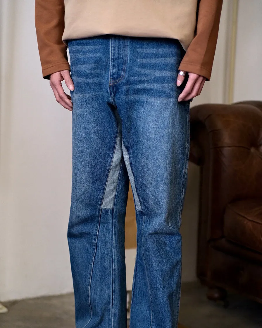 Boot-Cut Patched Jeans