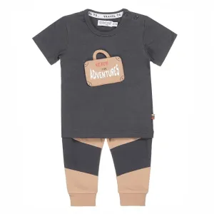 Boys Baby Set T-shirt With Jogging Pant Dark Grey Beige | Dirkje