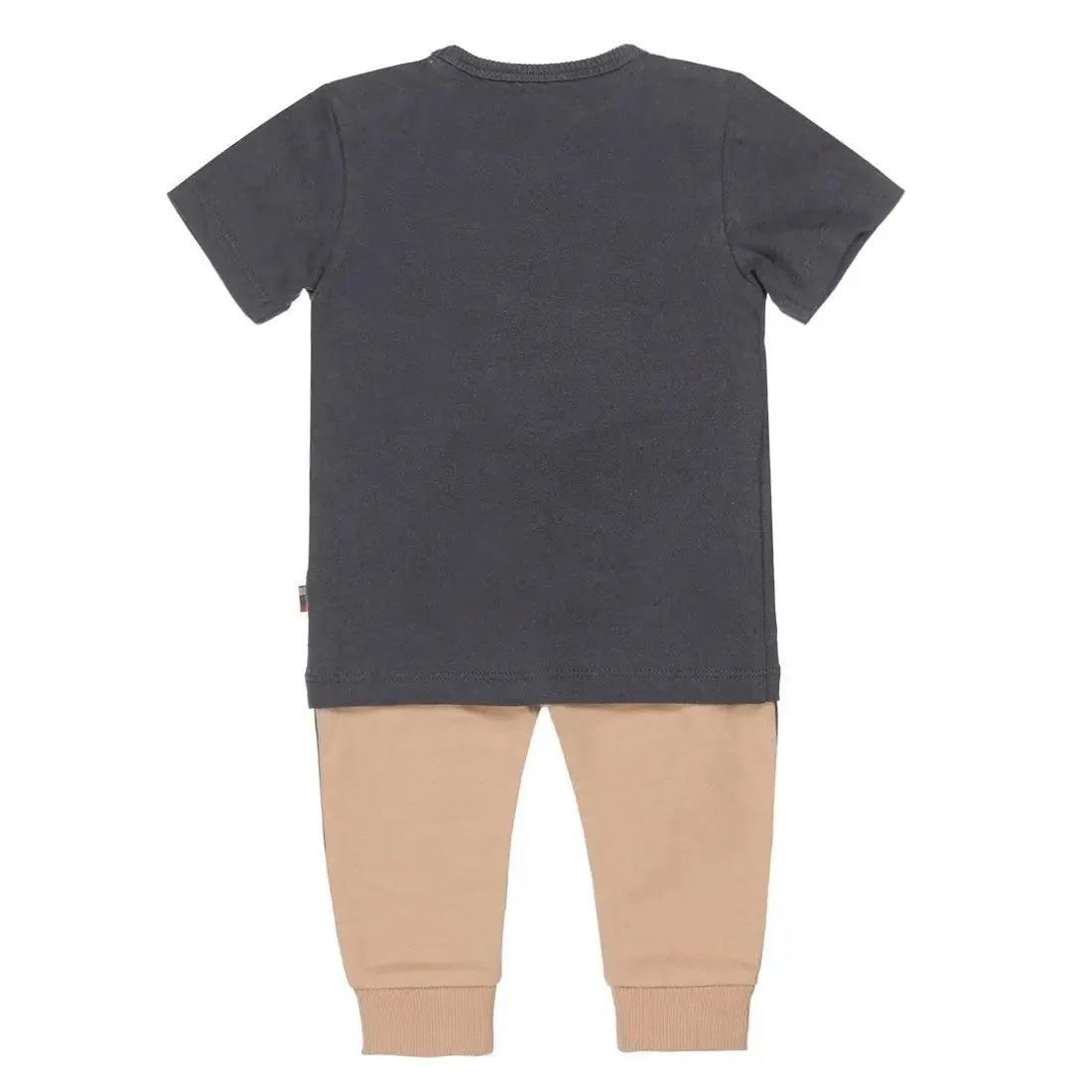 Boys Baby Set T-shirt With Jogging Pant Dark Grey Beige | Dirkje