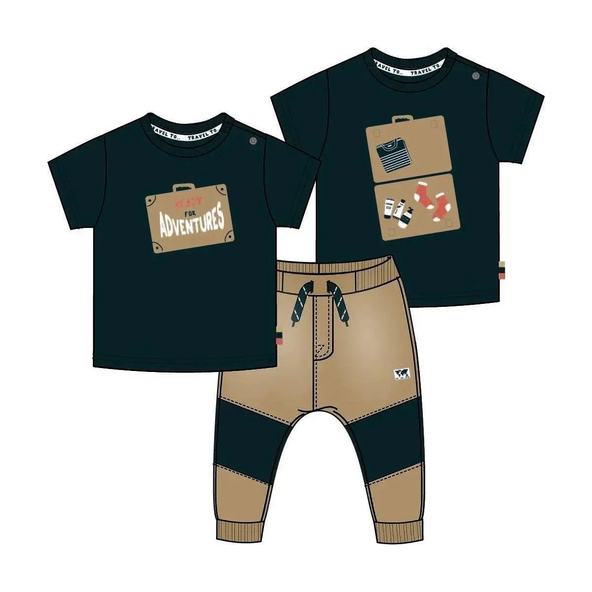 Boys Baby Set T-shirt With Jogging Pant Dark Grey Beige | Dirkje