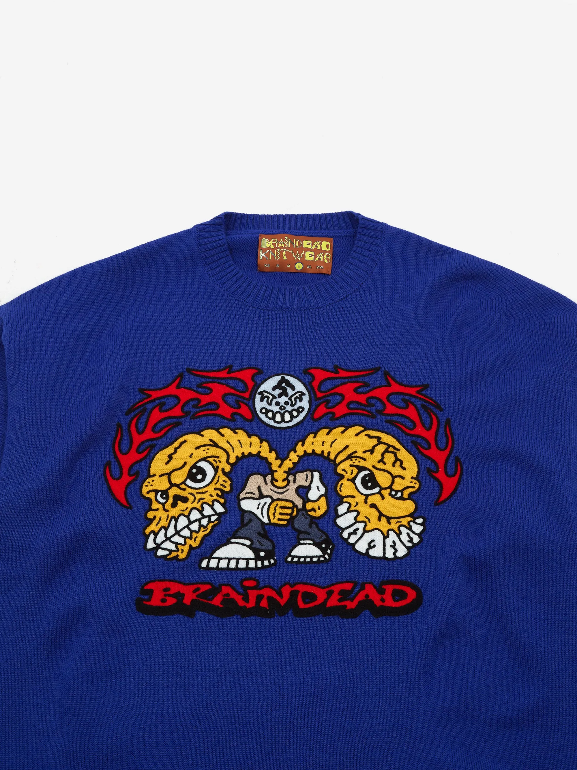 Brain Dead Vilesore Faces Sweater W - Navy