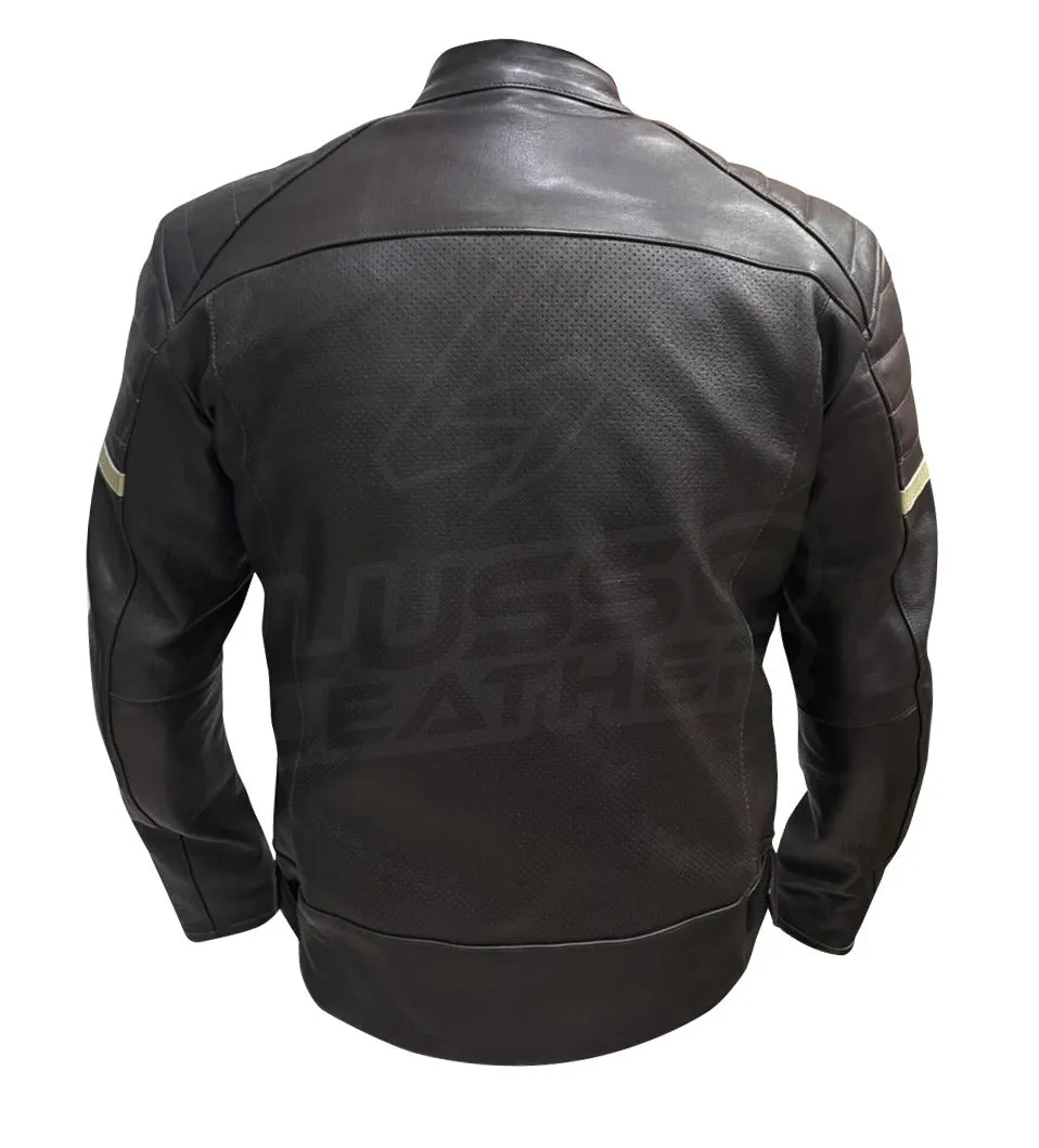 Brown Cafe Racer Padded Premium Leather Armored Motorcycle Jacket