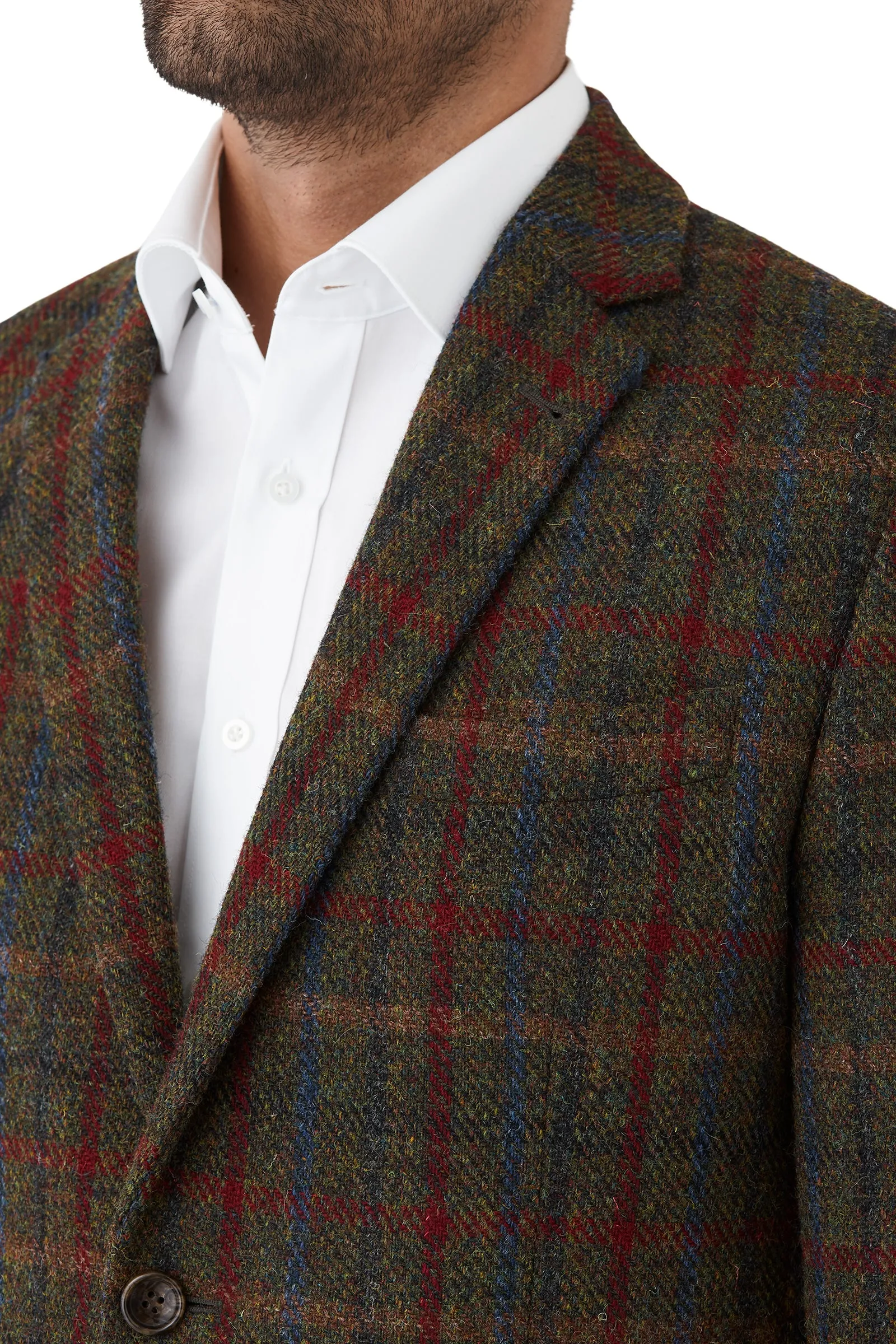 Cambridge - Harris Tweed Jacket - Khaki/Wine/Blue