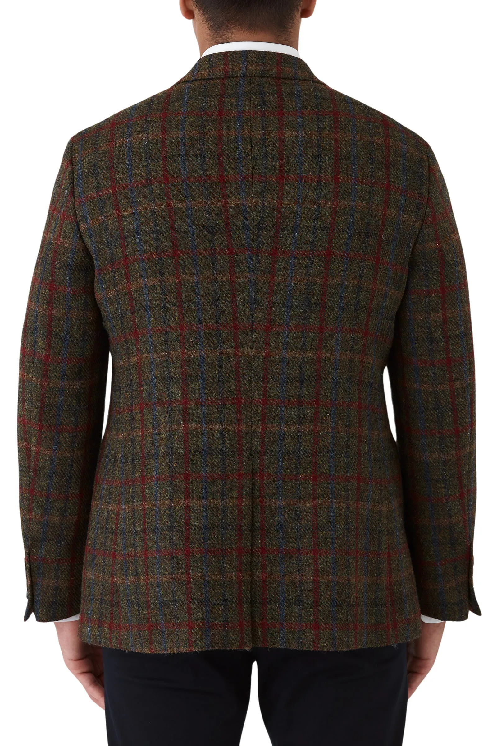 Cambridge - Harris Tweed Jacket - Khaki/Wine/Blue