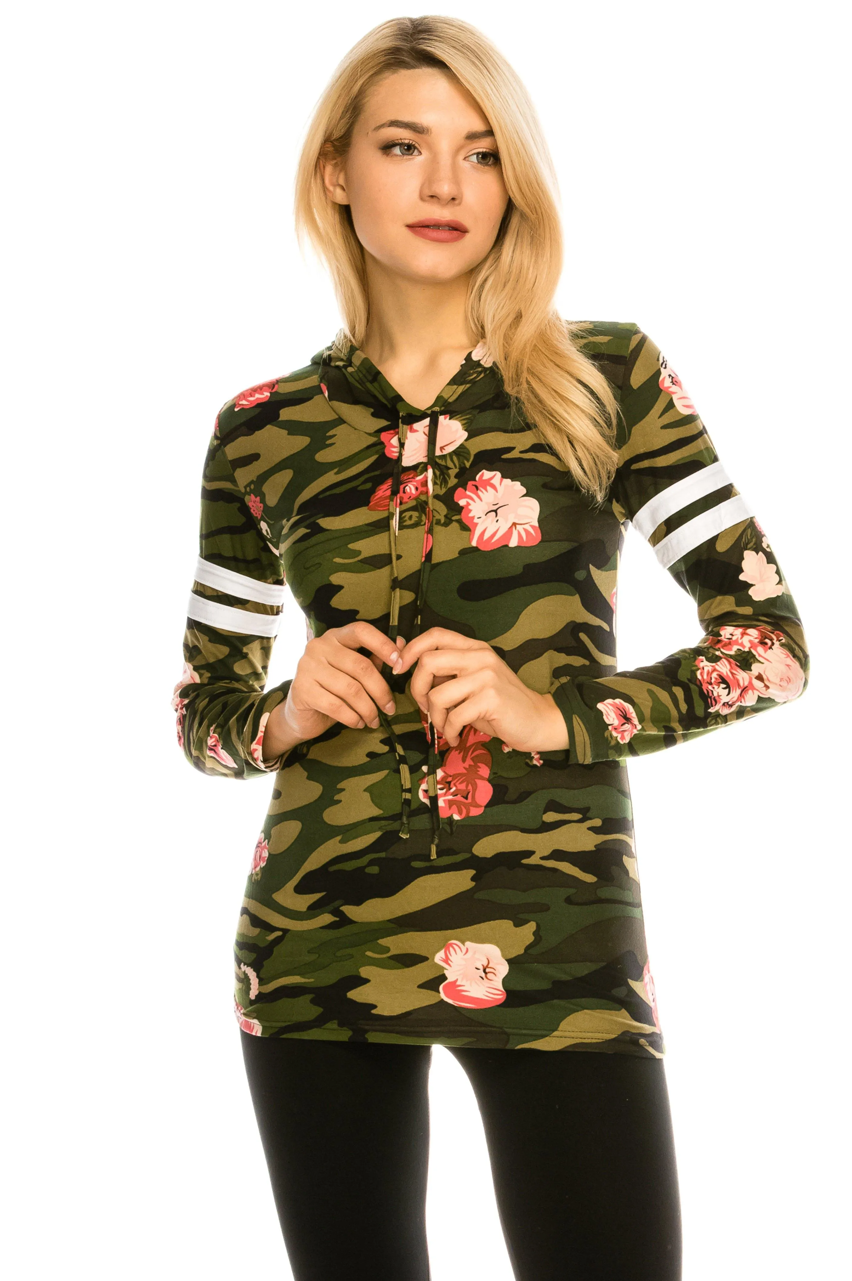 Camo Hoodie Shirt Long Sleeve Workout