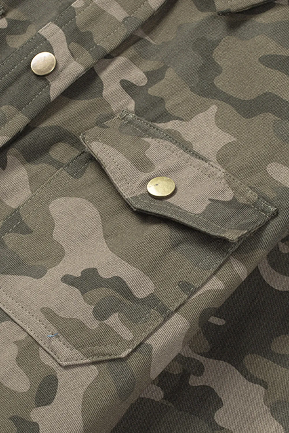 Camo Print Green Multi Pockets Button-up Jacket