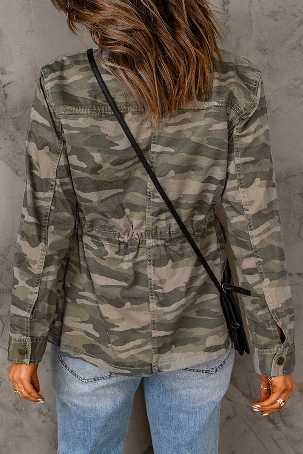 Camo Print Green Multi Pockets Button-up Jacket