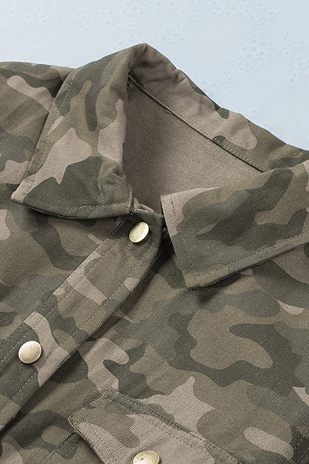 Camo Print Green Multi Pockets Button-up Jacket