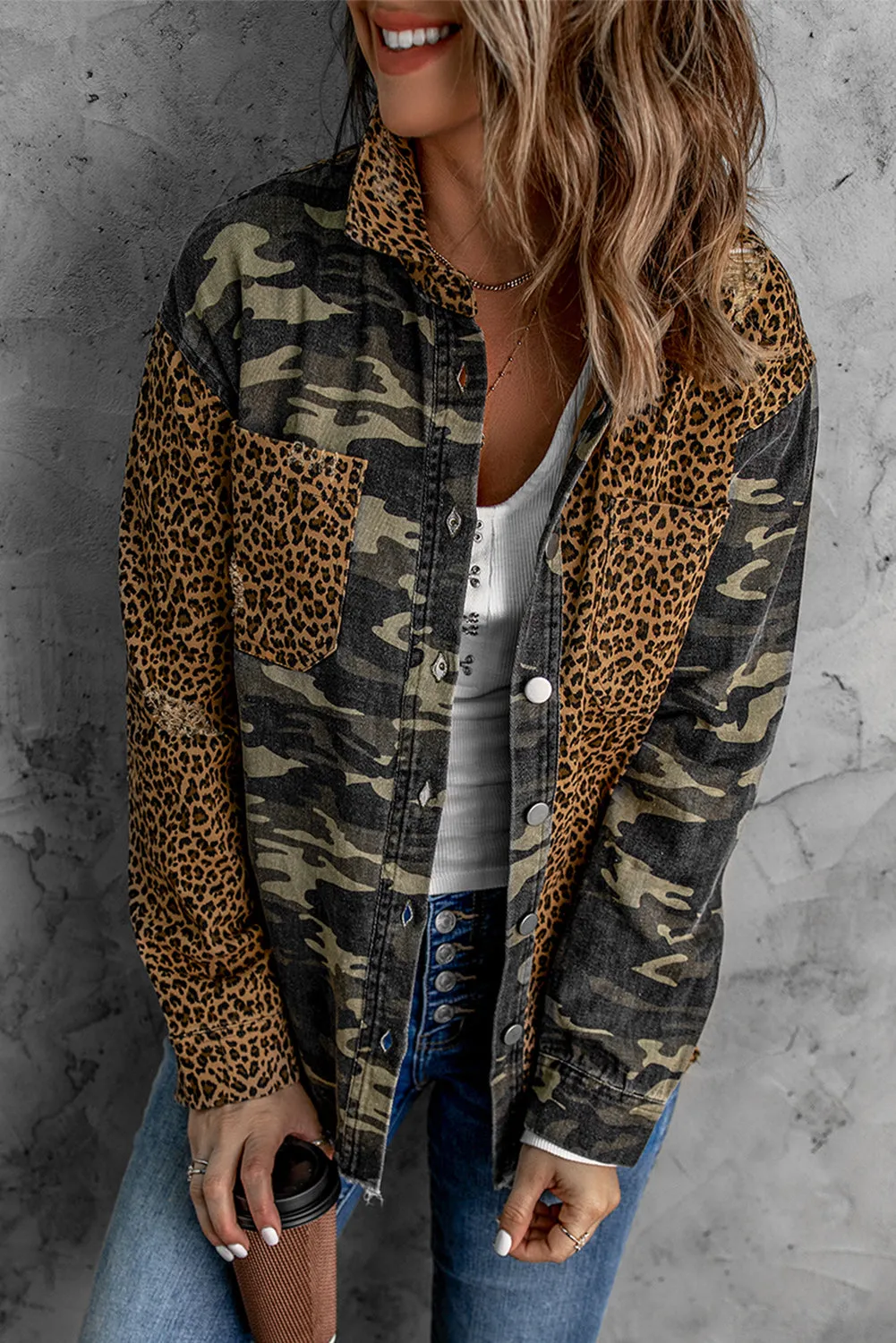 Camouflage Leopard Patchwork Jacket