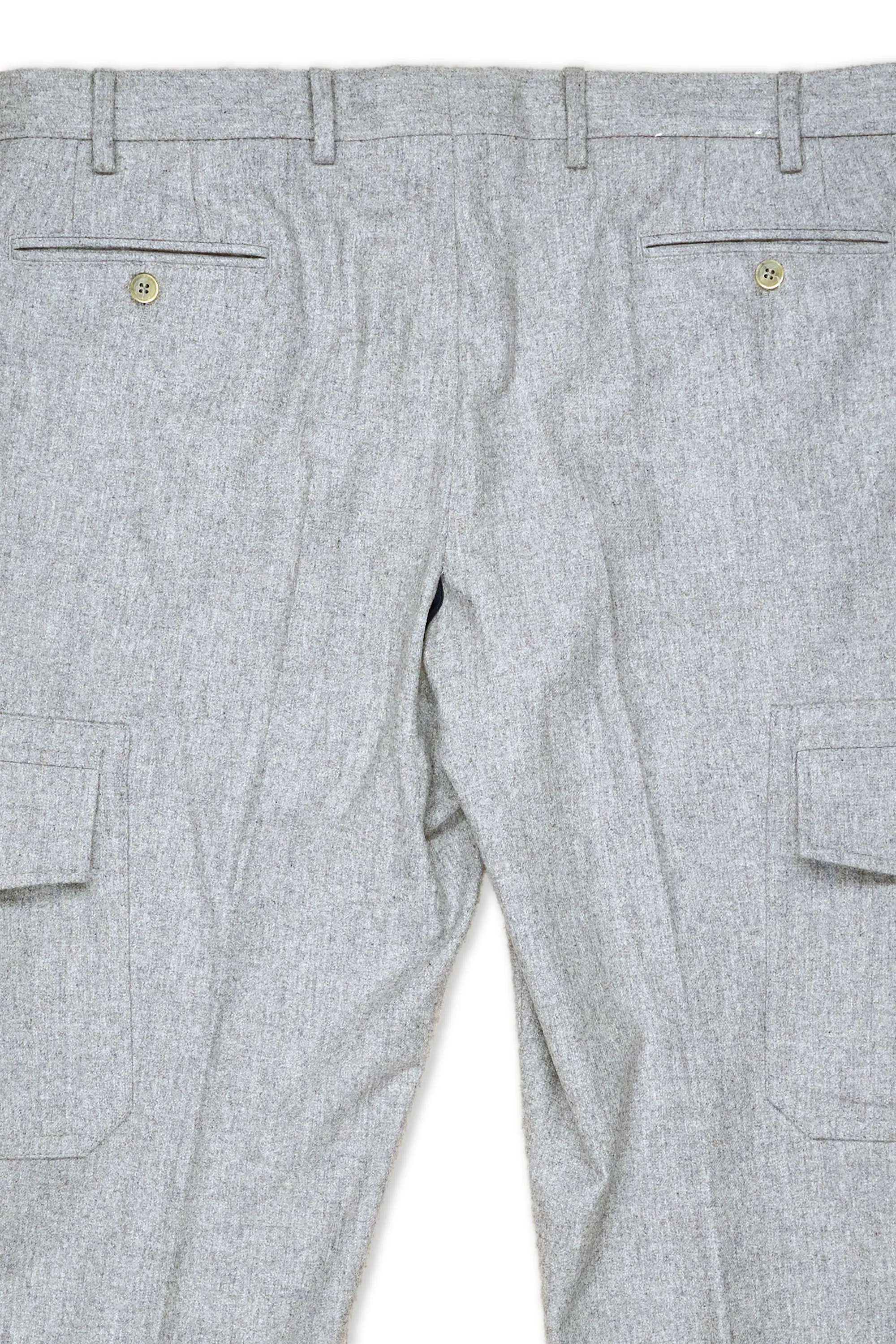 Caruso Light Grey Wool Flannel Trousers