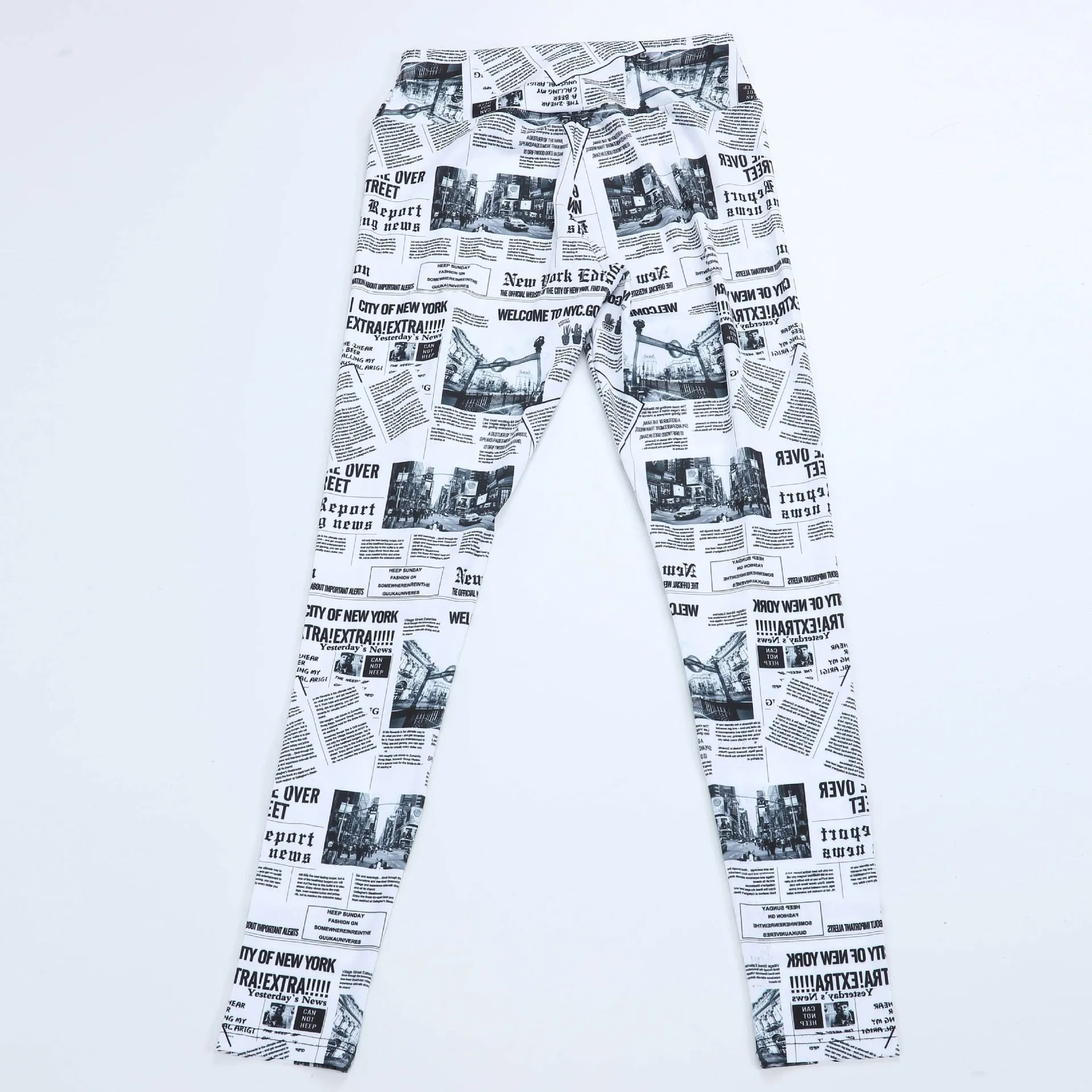 Casual Sexy Women Trouser Highstreet Newspaper Letter Print Workout Legging And Summer Fitness Sport Outfit